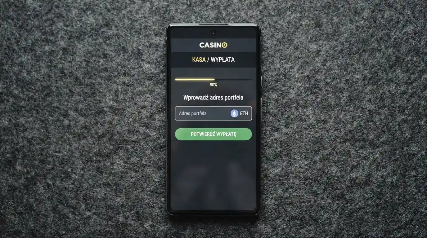 Zbliżenie na formularz wpłaty w kasynie online z polem na adres portfela kryptowalutowego BNB Smart Chain.